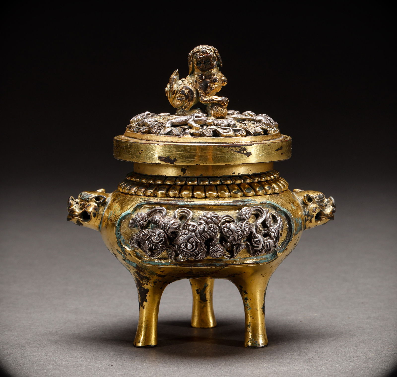 Qing Dynasty Copper Gilded Three Legged Aromatherapy Stove (1 of 10)