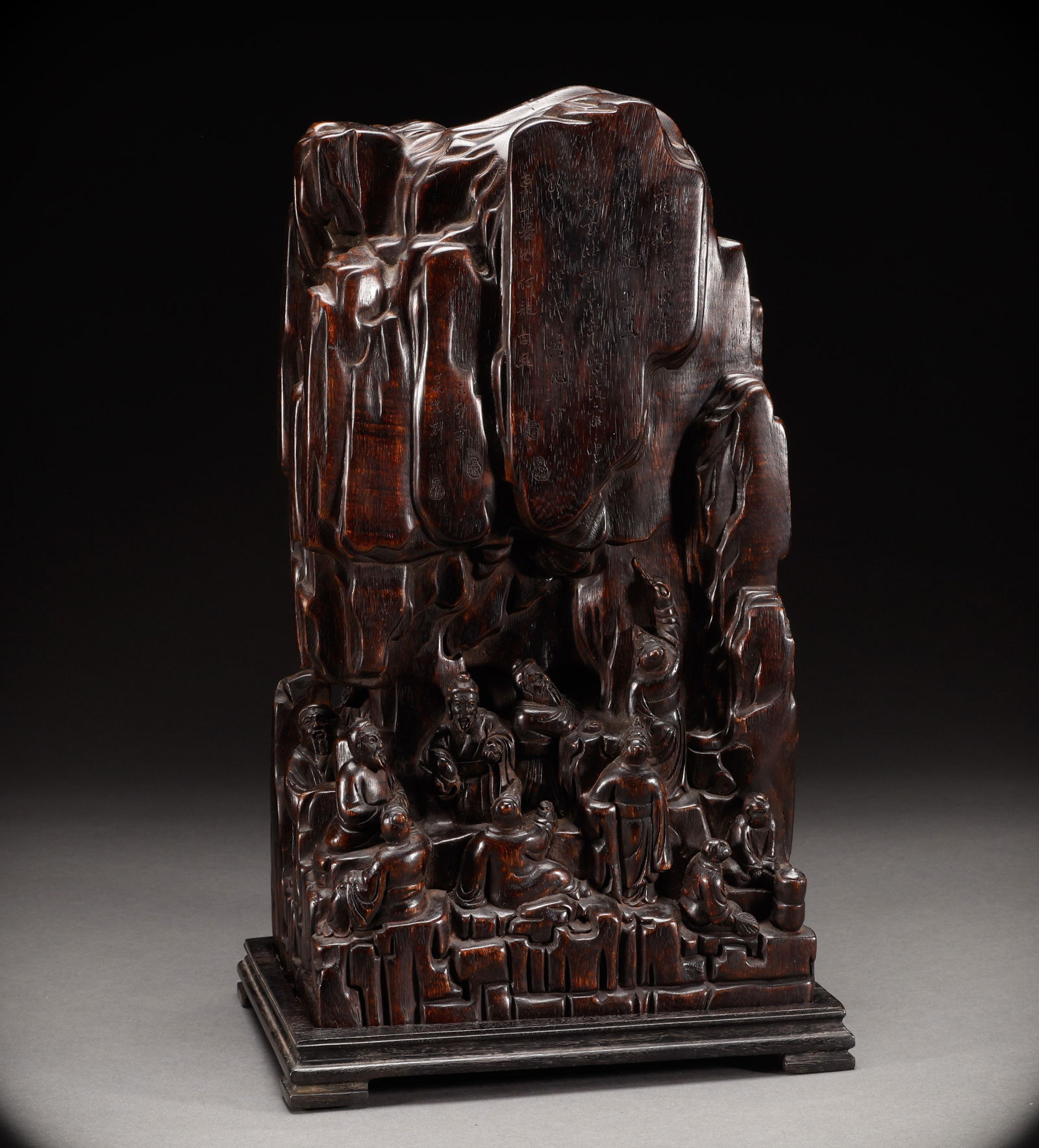 Qing Dynasty Agarwood Eight Immortals Mountain: Height: 38cm, Width: 22cm, Weight: 2702g