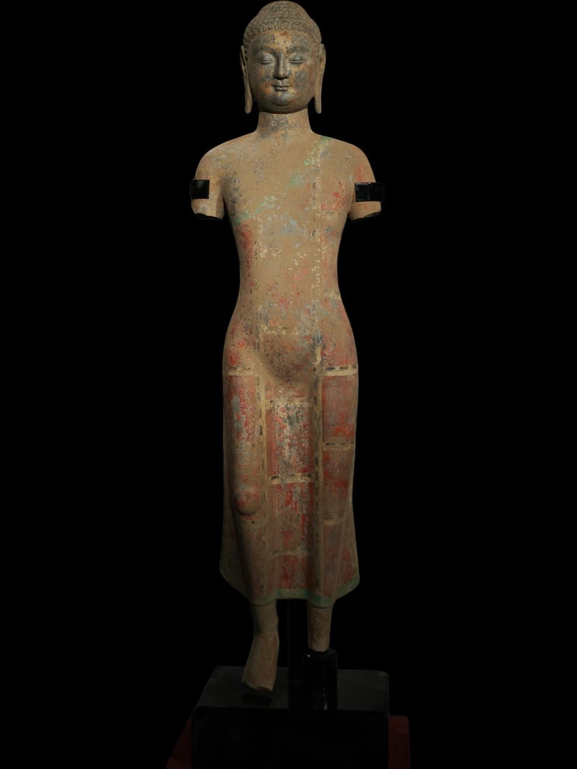 Before the Ming Dynasty, blue stone painted Buddha statues (1 of 6)