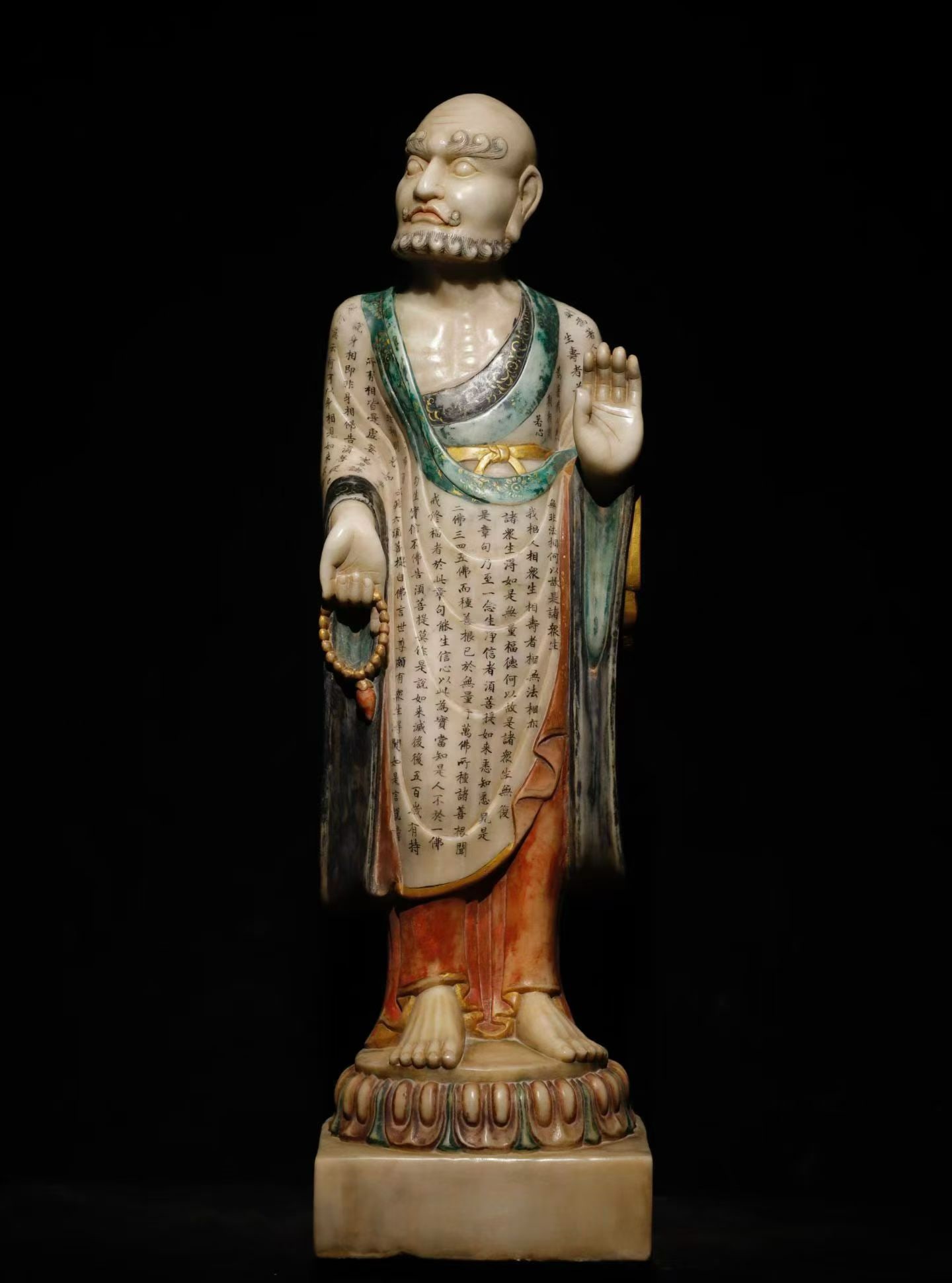 White Marble Arhat statues before the ming dynasty: Height: 92cm, Width: 28cm,