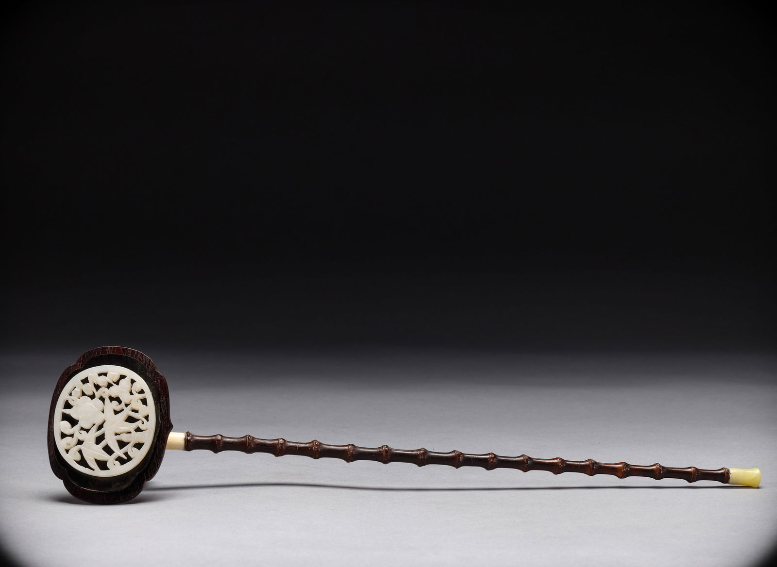 Qing Dynasty Purple Sandalwood Embedded with Jade Ruyi (1 of 7)