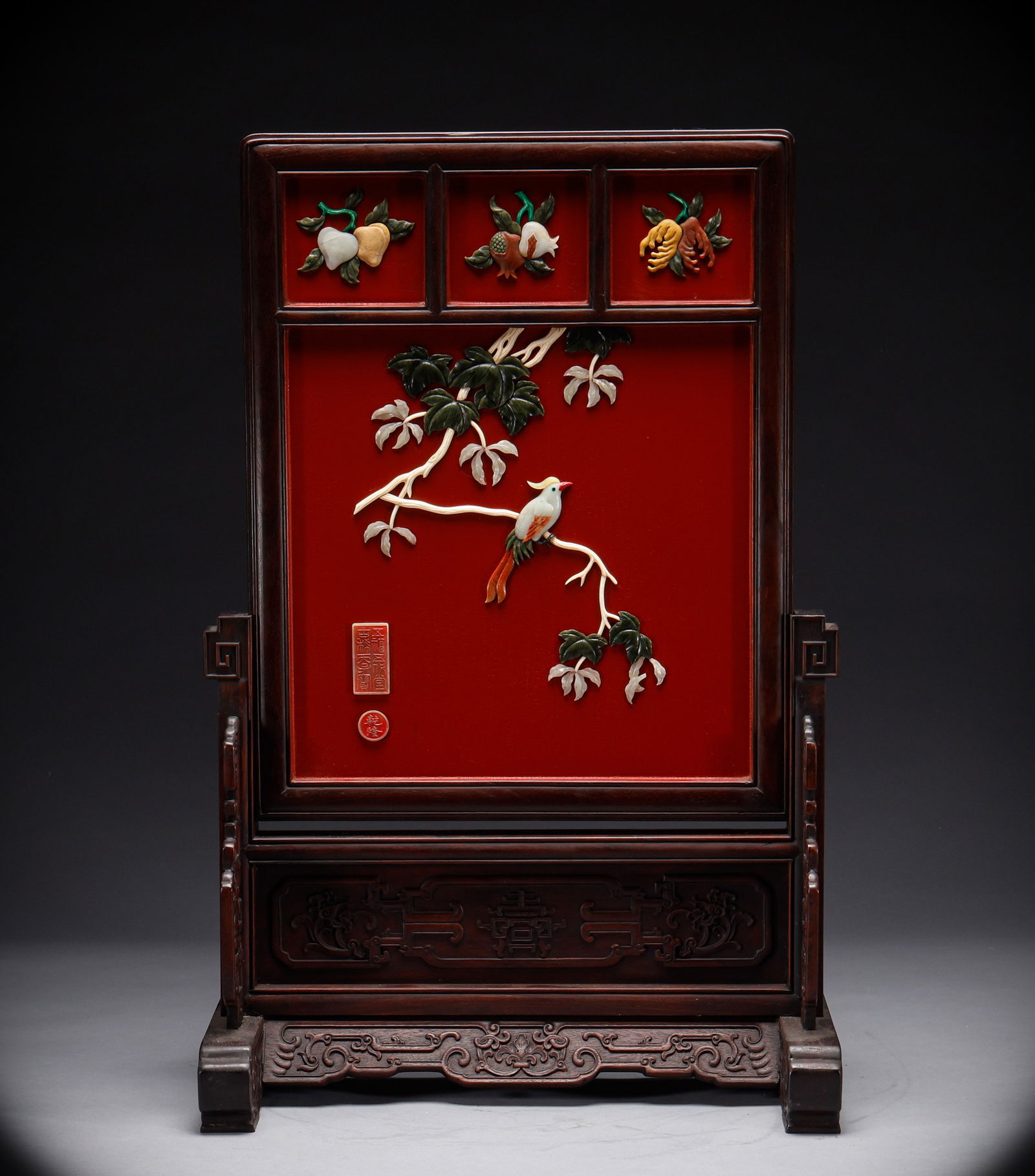 Qing Dynasty Purple Sandalwood Embedded with Hundred Treasures Screen Insertion (1 of 11)