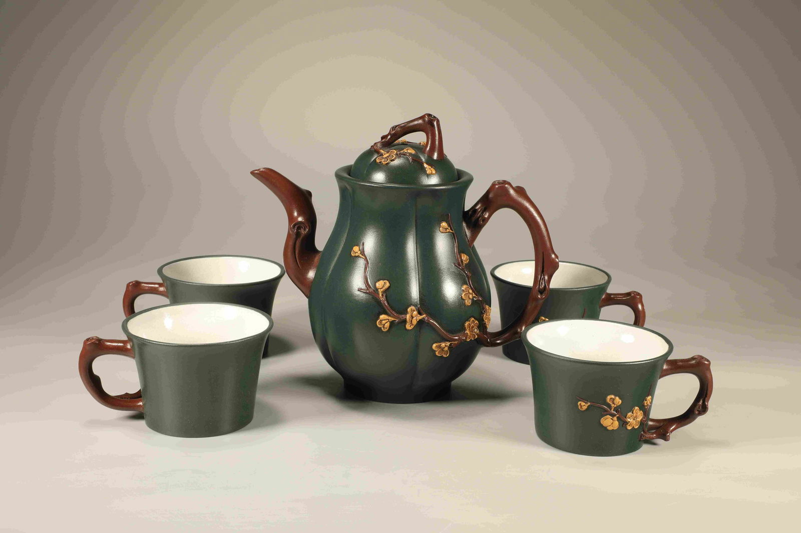 Qing Dynasty Purple Clay Plum Blossom Set Pot (1 of 7)