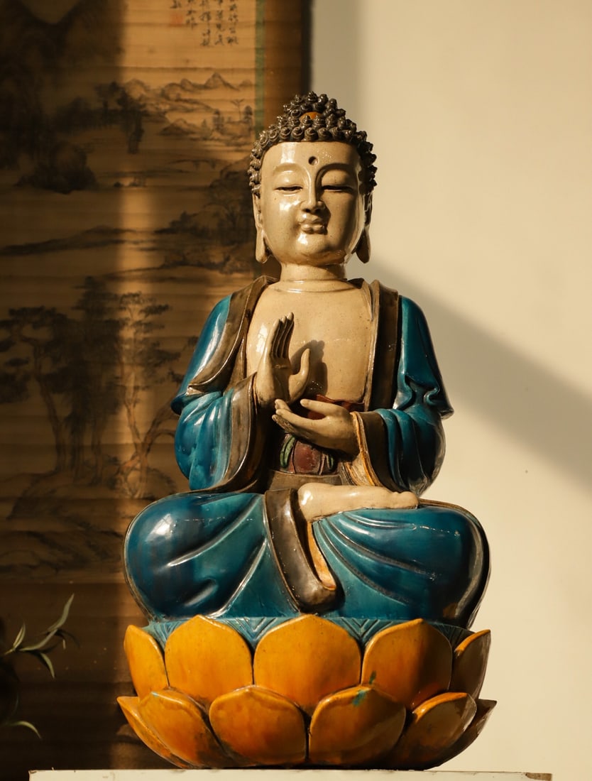 Ming Dynasty Three Colored Glazed Buddha Statue (1 of 9)