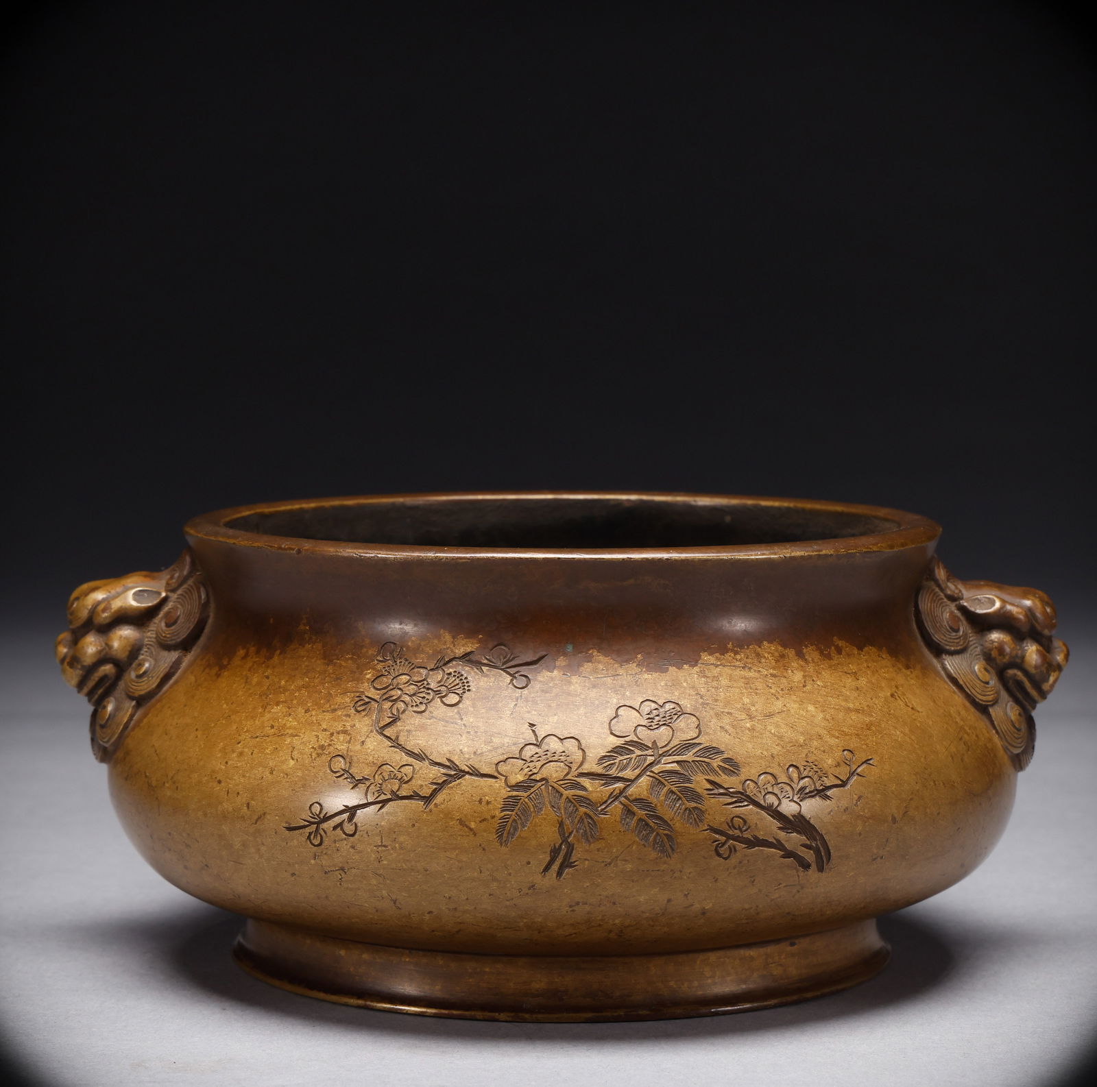 Ming Dynasty copper double ear furnace (1 of 7)