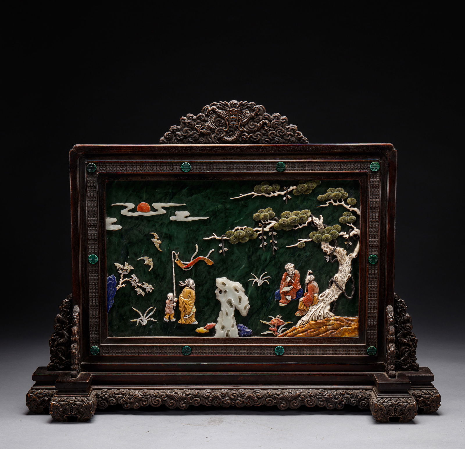 Qing Dynasty Purple Sandalwood Embedded with Hundred Treasures Screen Insertion (1 of 9)