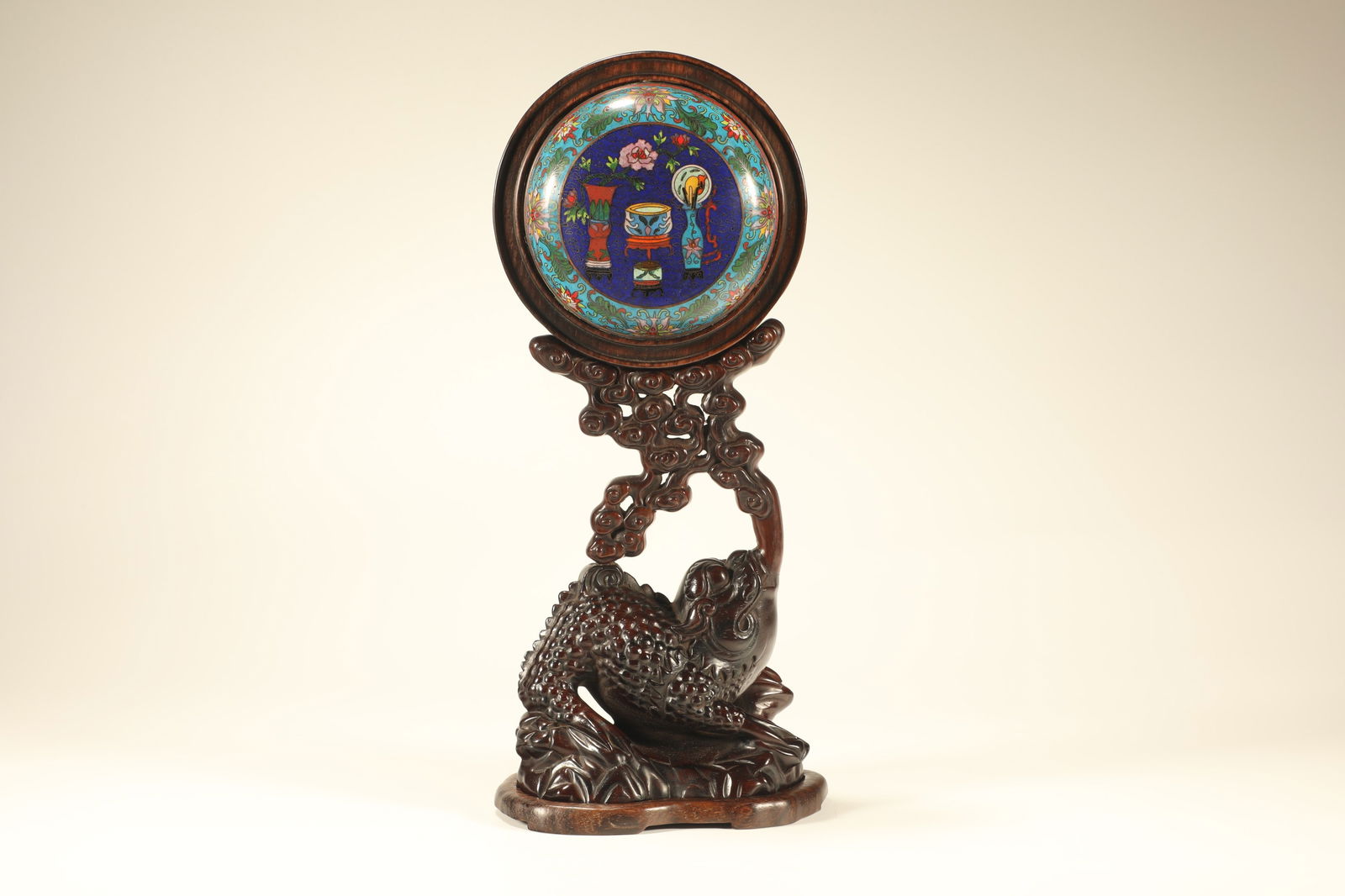 Huanghua Pear Carving Golden Cicada Embedded Jingtai Blue Bo Ancient Pattern Ornament: Height: 31cm, Width: 14cm,