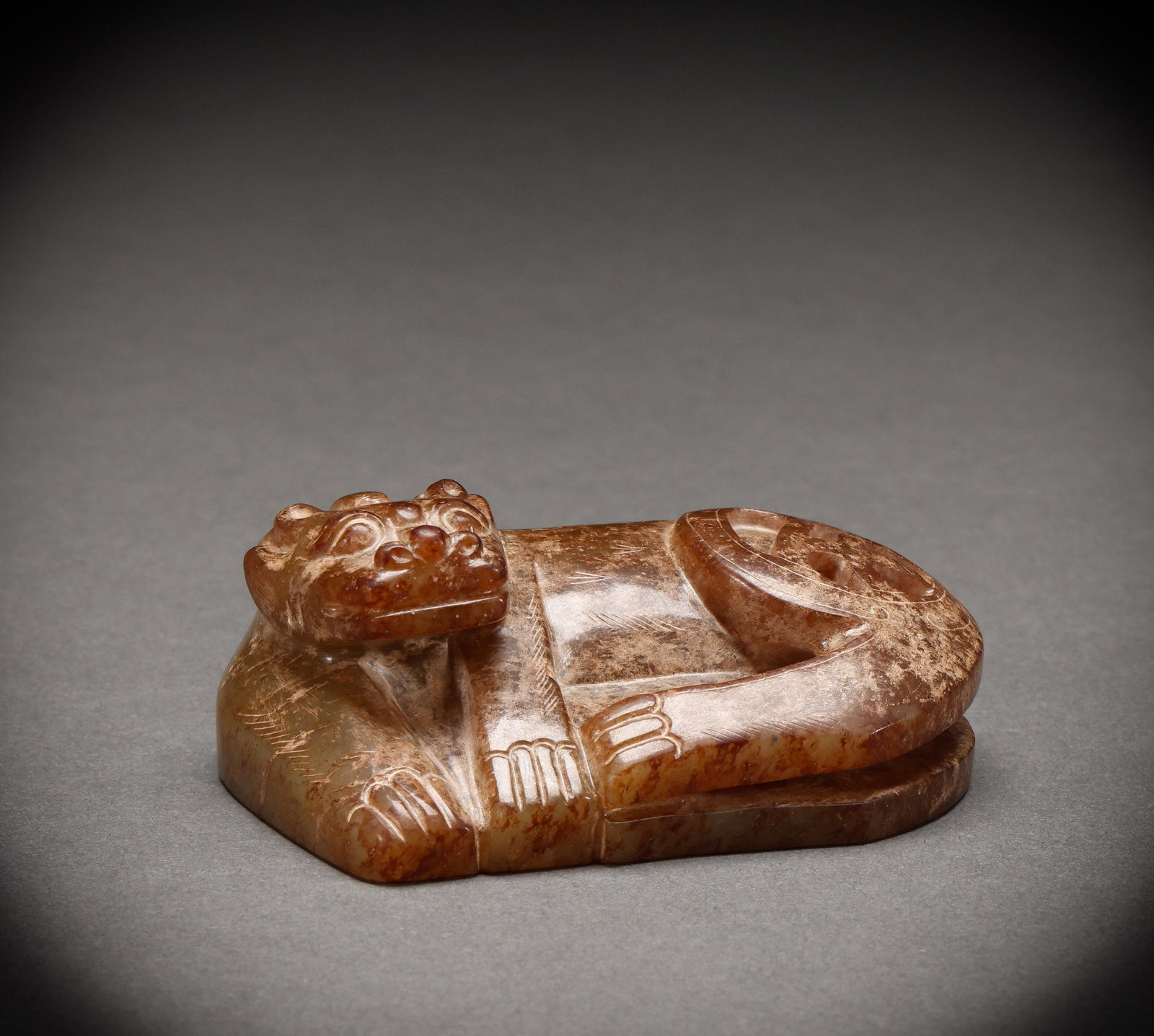 He Tian Yu Beast before the Ming Dynasty: Height: 3.5cm, Width: 7.5cm, Weight: 149g