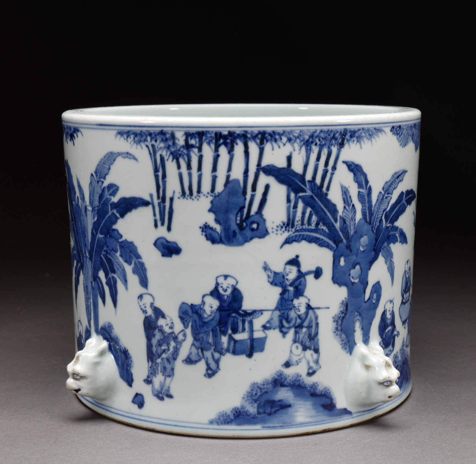 Qing Dynasty Blue and White Character Story Pattern Pen Holder (1 of 8)