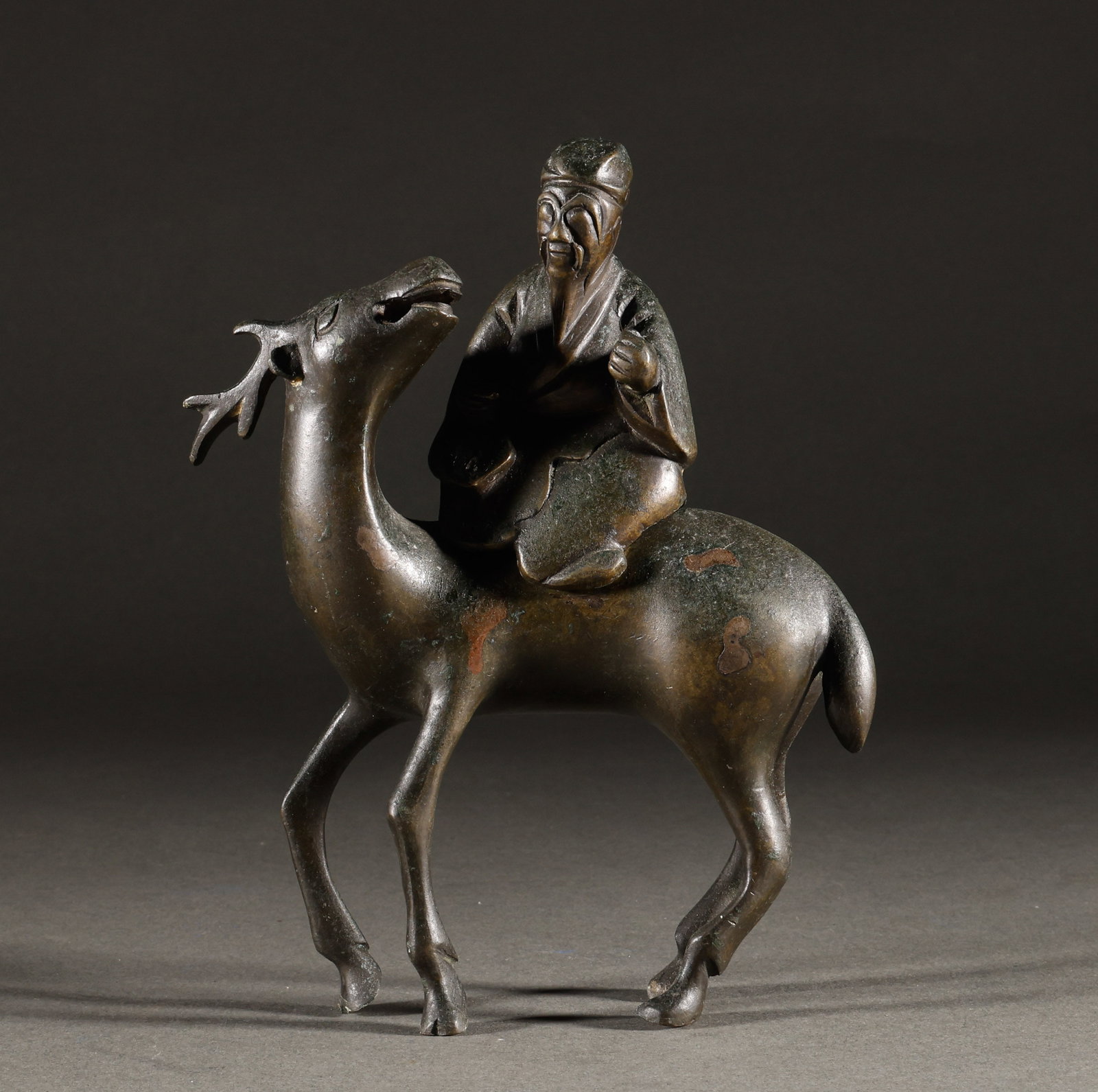 Xianweng (Antarctic Longevity Star) Riding Deer Bronze Aromatherapy Stove (1 of 7)