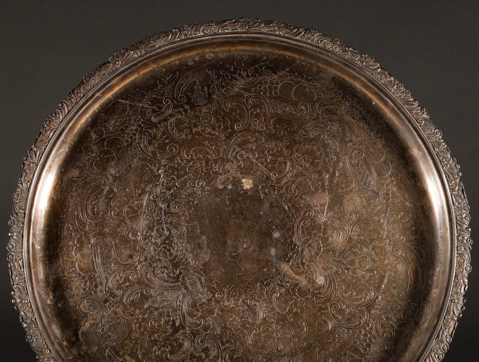Patterned silver plated plate - 2