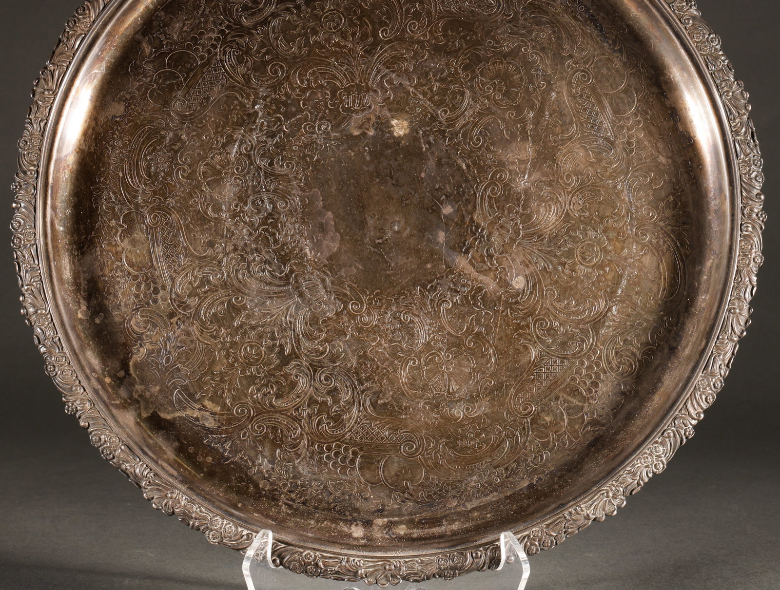 Patterned silver plated plate - 3