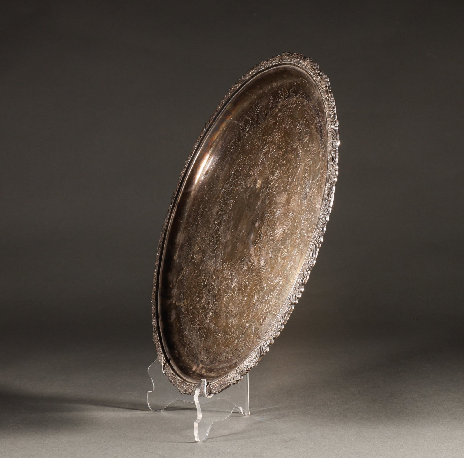 Patterned silver plated plate - 4