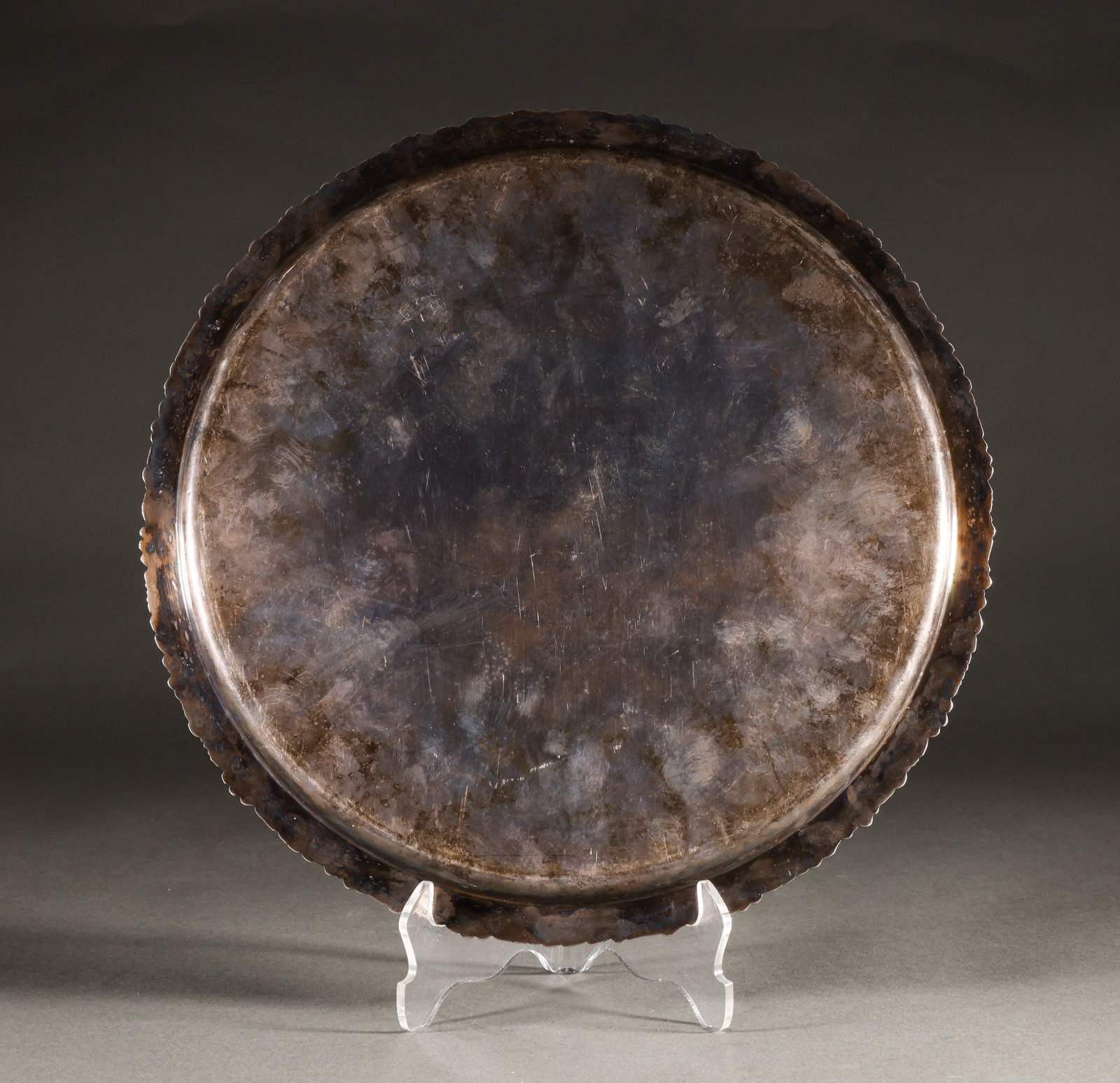 Patterned silver plated plate - 5
