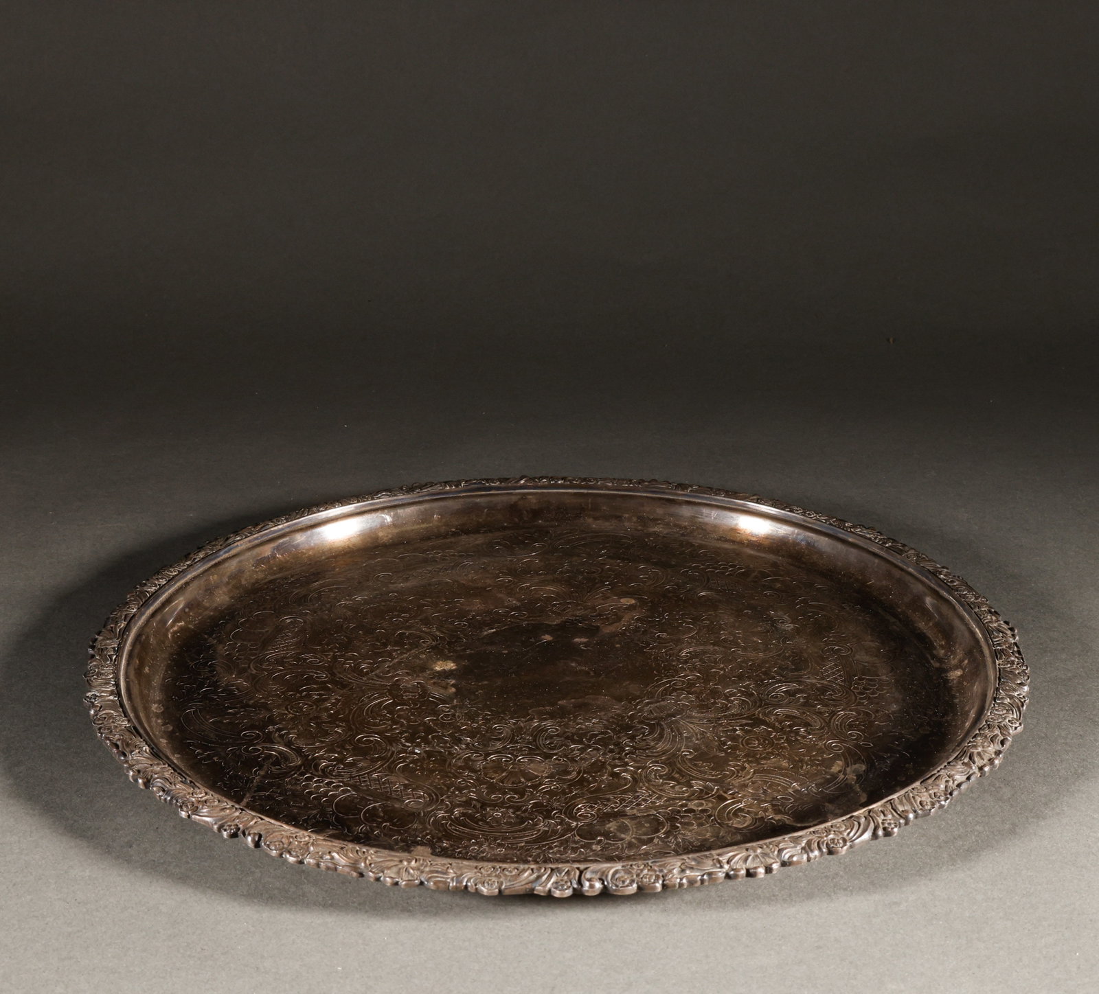 Patterned silver plated plate - 6
