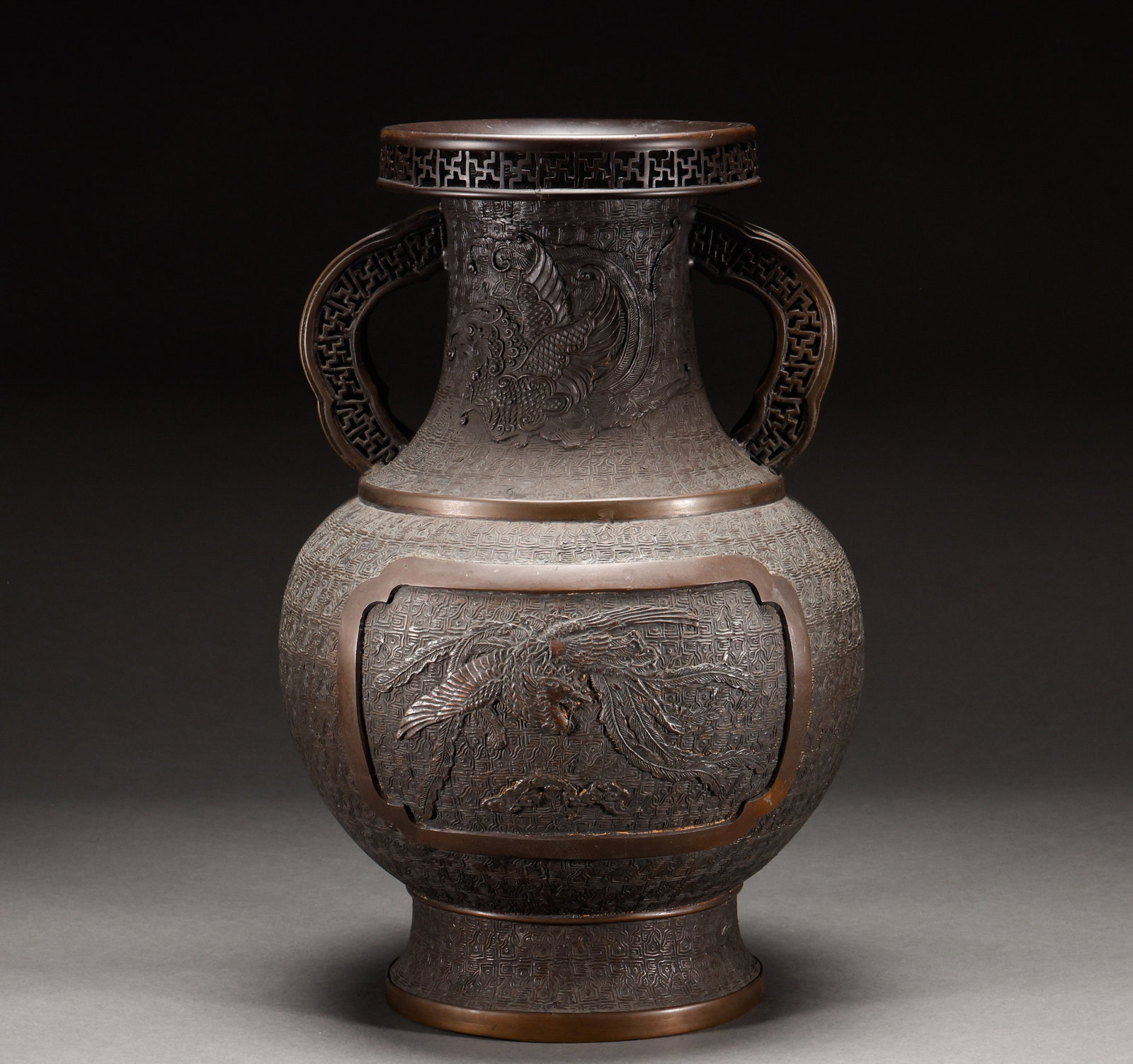 Japanese copper double ear bottle (1 of 10)