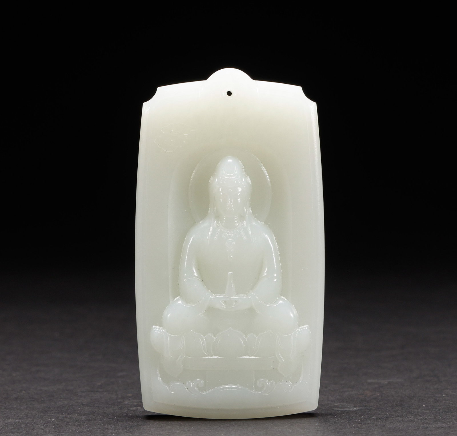 Hetian Jade Pendant of Qing Dynasty: Qing-Dynasty Hetian Jade Pendant. Well-proportioned in form and flowing in line, the piece stands 9 cm tall, is 5 cm wide, and weighs 132 g. The tone is rich and the lapidary work superb, the motifs a