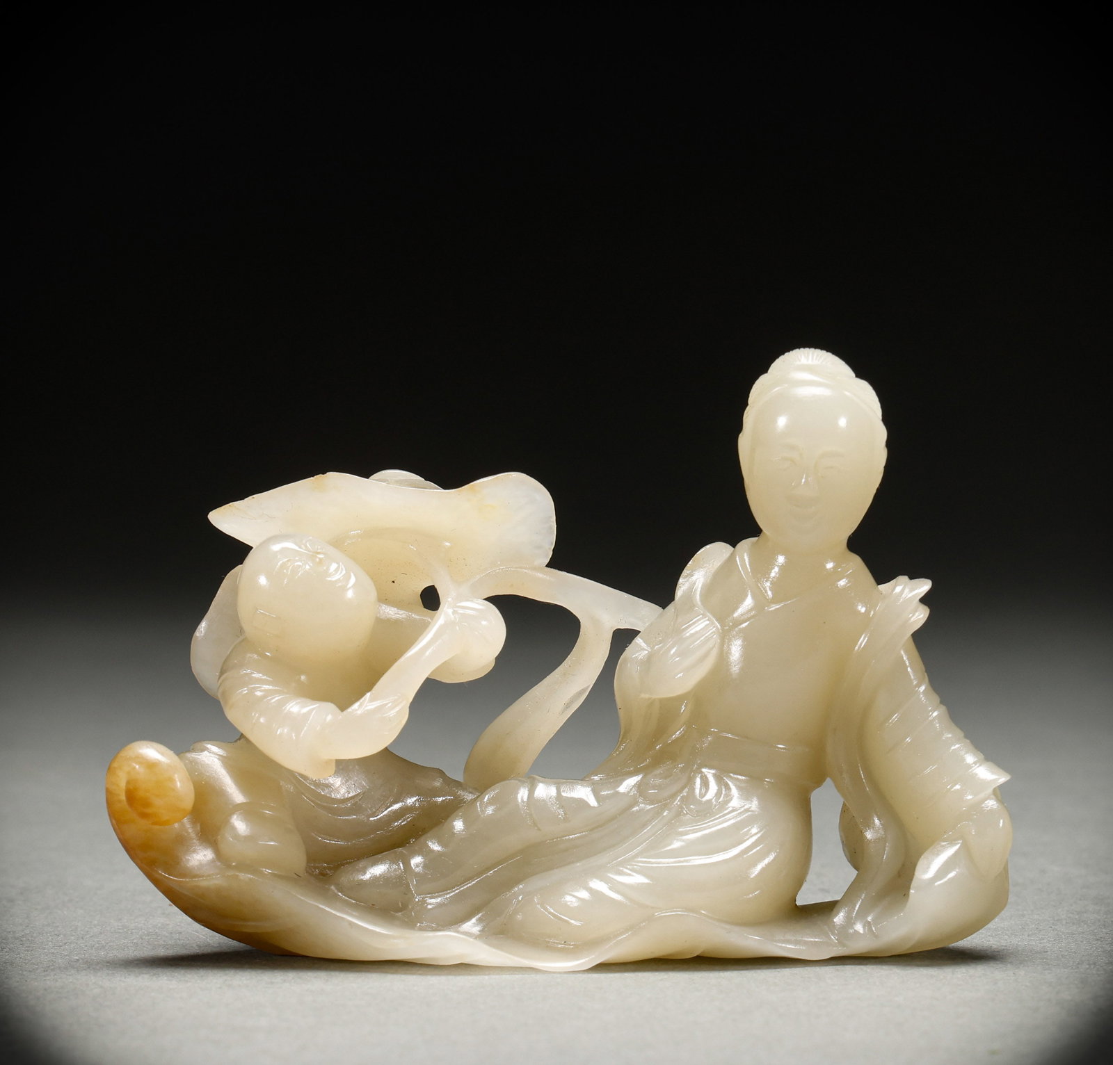 Qing Dynasty Hotan Jade Boy Guanyin Statue (1 of 7)