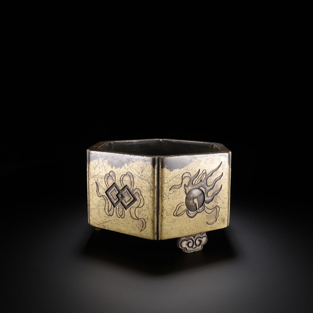 Ming Dynasty copper octagonal patterned incense burner - 2