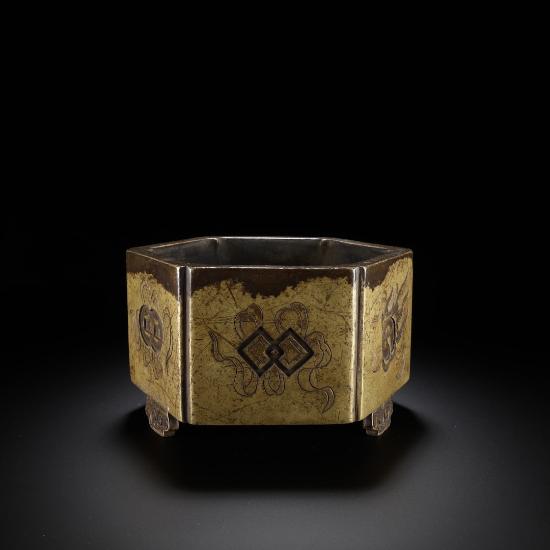 Ming Dynasty copper octagonal patterned incense burner - 3