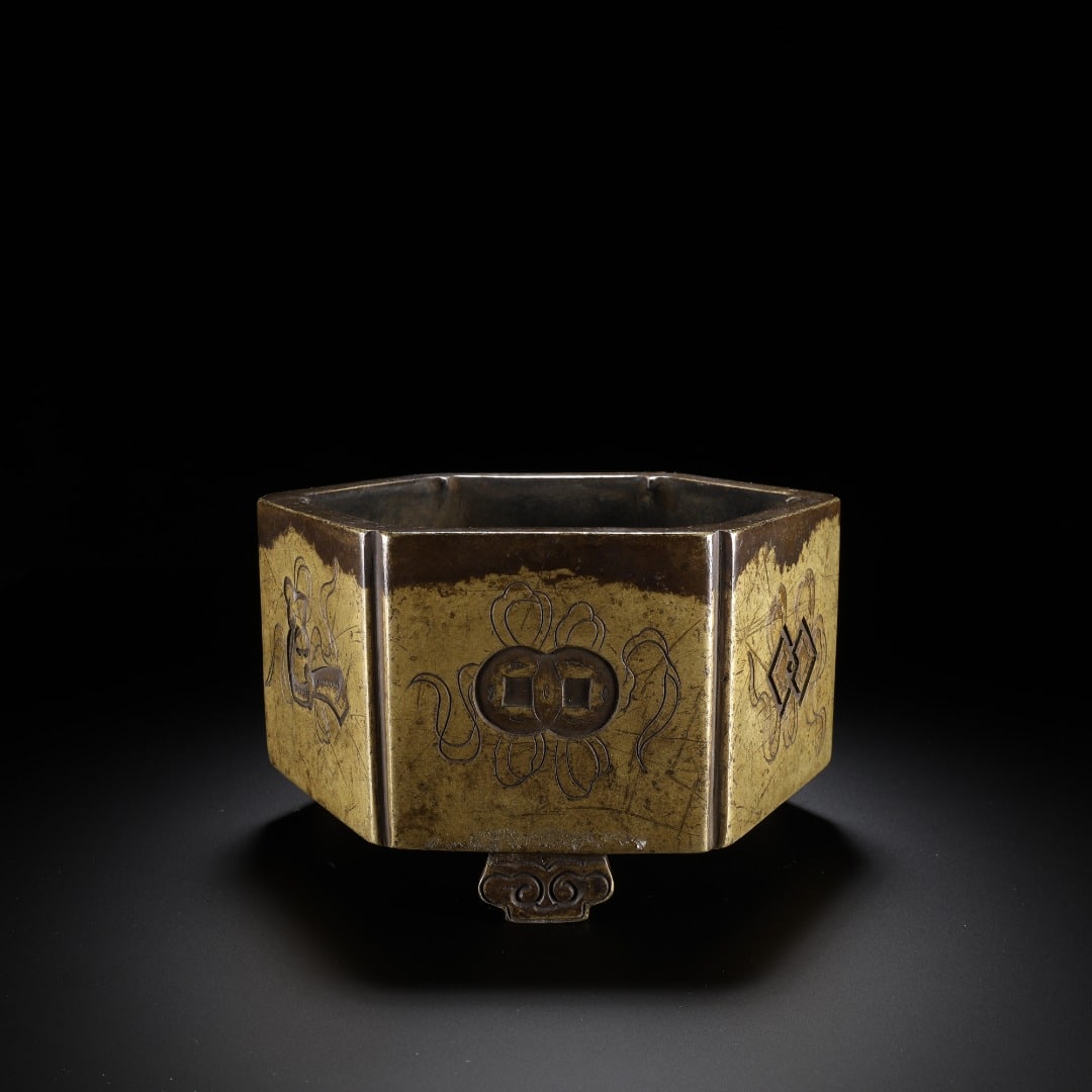 Ming Dynasty copper octagonal patterned incense burner - 4
