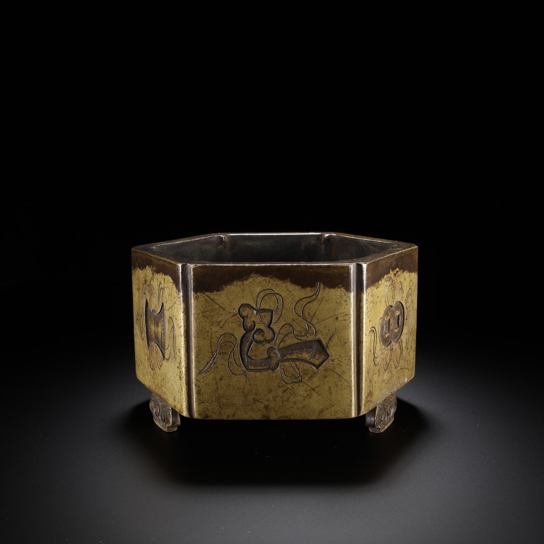 Ming Dynasty copper octagonal patterned incense burner - 5
