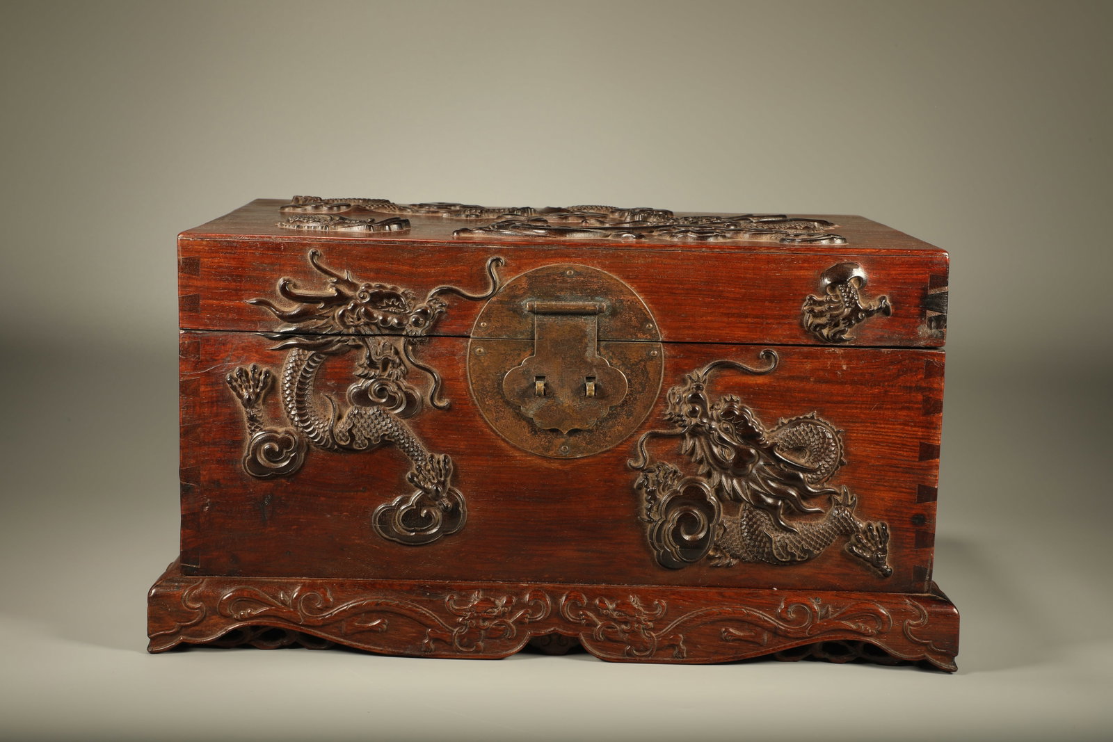 Qing Dynasty Huanghua Pear Embedded Purple Sandalwood Carving Dragon Pattern Bookstore (1 of 7)