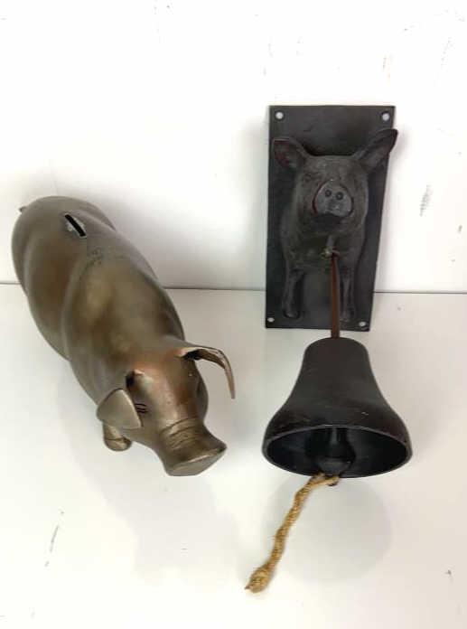 A Modern Metal Pig Bell & Metal Piggy Bank (1 of 7)