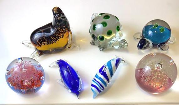 Group of 7 Sea Creature Art Glass Paperweight (1 of 7)