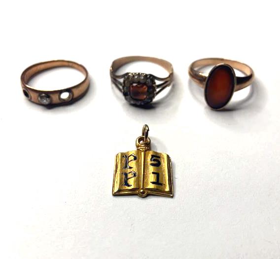 3 Gold Tone Rings. 1 10k  Gold Filled Pendant (1 of 4)