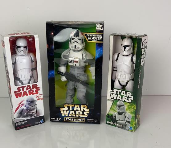 Star Wars Figures, Stormtrooper,Clone Trooper and AT-AT Driver Condition, figures are good, boxes (1 of 10)