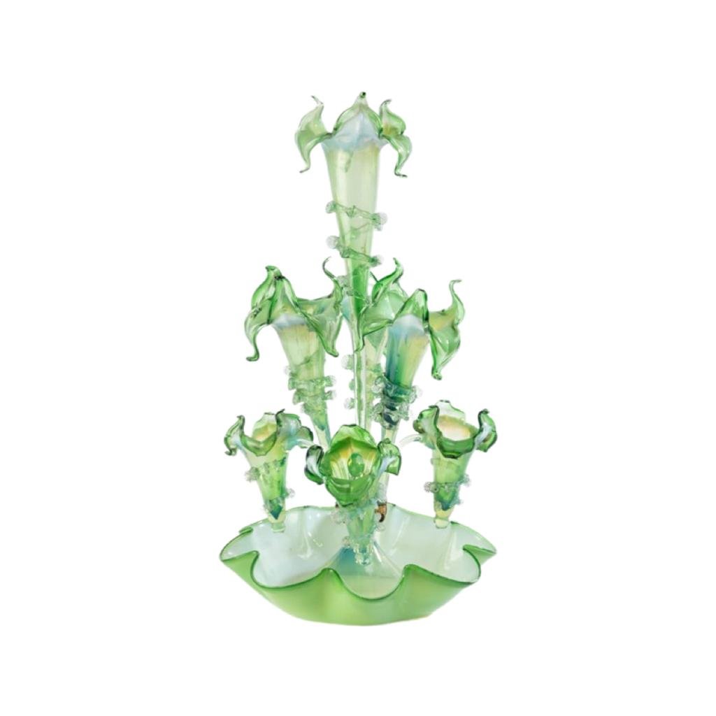 An exceptional chartreuse green Murano glass epergne (1 of 1)
