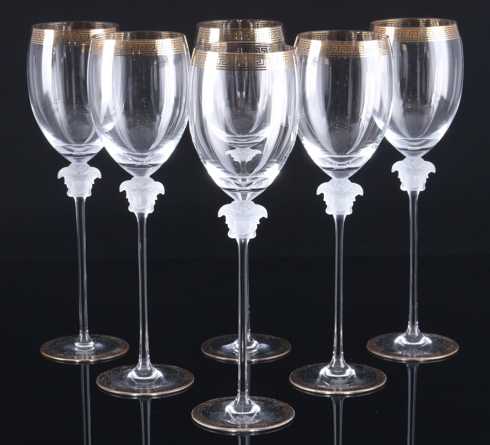 Rosenthal Versace Medusa D'Or 6 red wine glasses,: crystal, with etched company mark, decor Versace Medusa D'Or, 6x H 29.5 cm x D 7.5 cm
