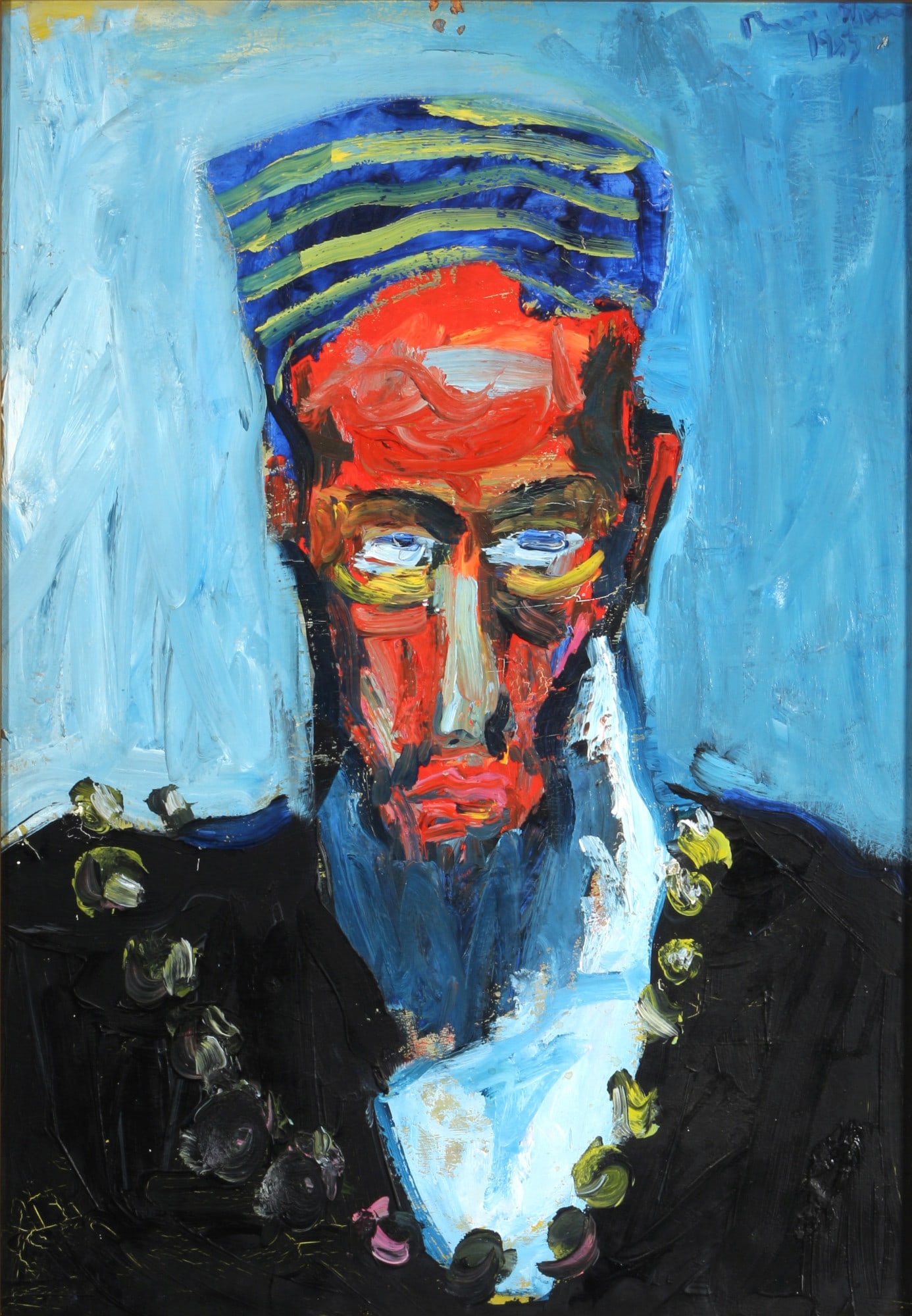 Bernhard MARTIN (1966) Portrait,: Oil/panel, signed and dated top right Bernhard Martin probably 1983, reverse Studie/sketch, German contemporary painter and installation artist born 1966 in Hanover, H 60 cm x W 42 cm, frame 67 x 49.5