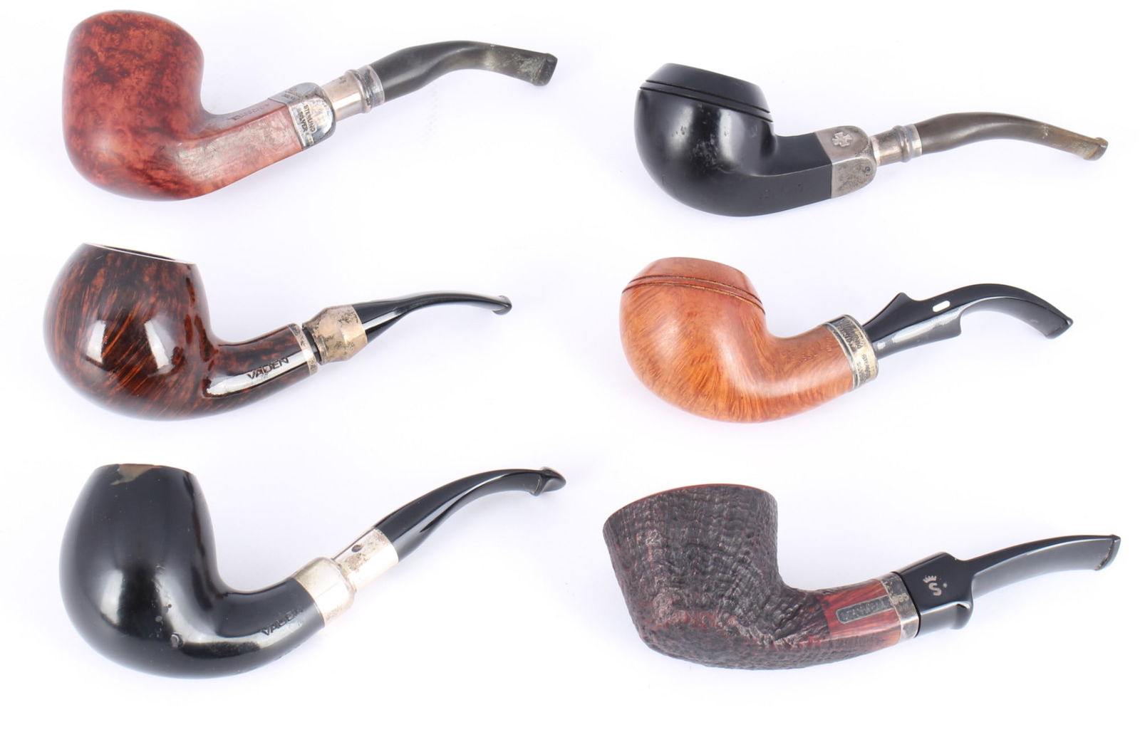 Tobacco pipe lot with silver mounts - various companies, (1 of 4)