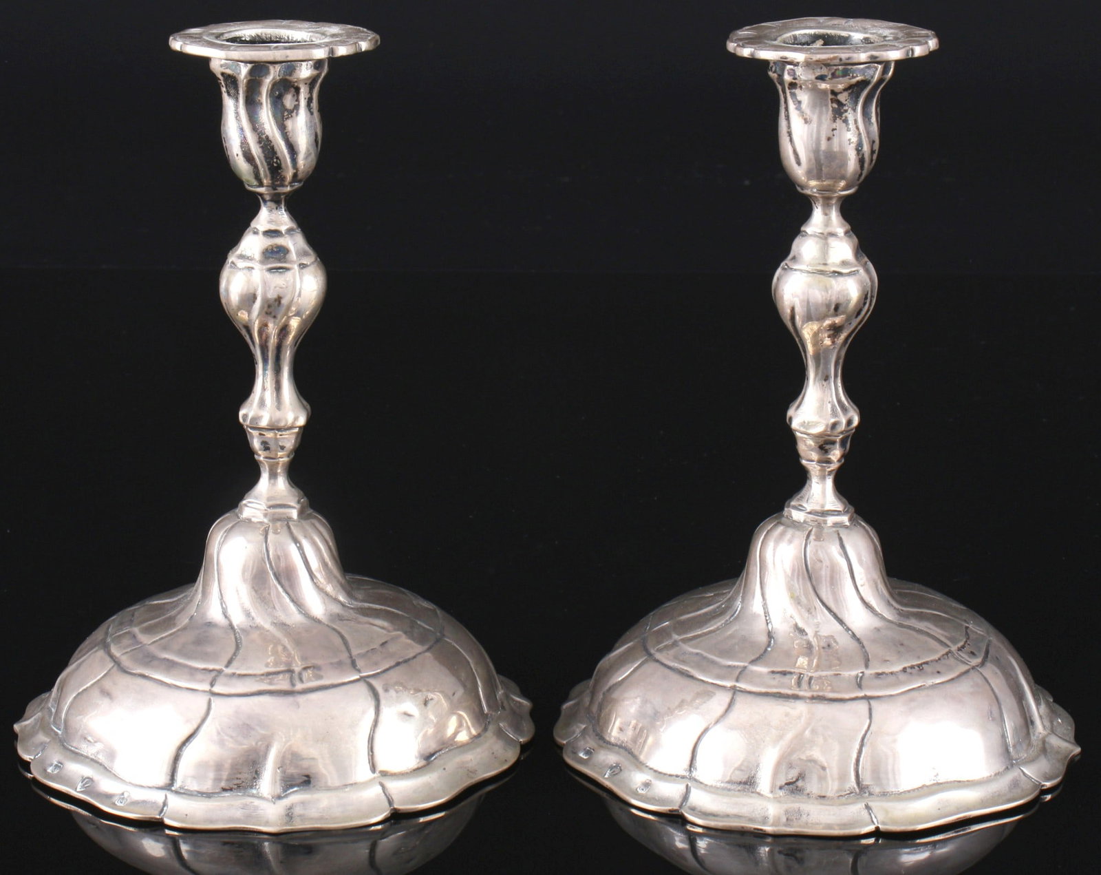 Ludwig Neresheimer Hanau silver pair of candlesticks - 13loth / 19th century, (1 of 4)