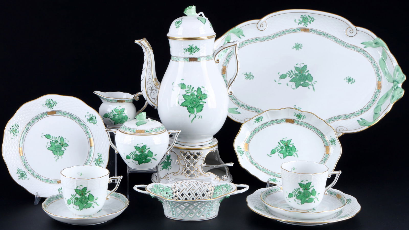 Herend Apponyi Vert coffee dejeuner for 2 persons, (1 of 7)