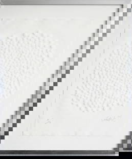 Günther UECKER (*1930) Planetary Vision / Circle,: Embossed print on laid paper, signed and dated Uecker (20)05 lower right, inscribed "EA" (Epreuve d'artiste) lower left, publisher's stamp Erker Presse St. Gallen, German painter and object artist