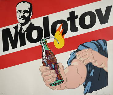 Alexander KOSOLAPOV (*1943) Molotov,: Screen print on paper, signed lower right Alexander Kosolapov (19)91 and limited 10/12 AP, small edition of only 12 copies, Russian-American sculptor and artist born 1943 in Moscow, sheet H 93 cm x W