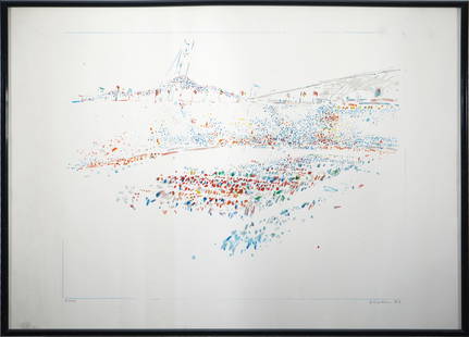 Oskar Koller (1925-2004) 1973 Olympics,: Color lithograph on wove paper, signed and dated O. Koller 73 on the lower right, numbered 5/120 on the lower left, German painter born 1925 Erlangen - 2004 Fürth, sheet H 50 cm x W 69 cm, frame