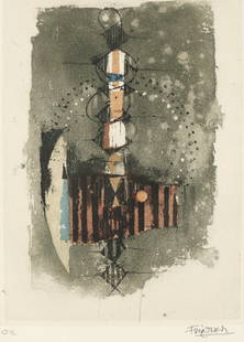 Johnny FRIEDLAENDER (1912-1992) Composition,: Etching on paper, signed lower right and EA (Epreuve d'artiste) on the left, abstract composition as an artist's proof, German-French graphic artist and etcher born 1912 in Pleß, Upper Silesia -