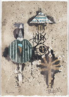 Johnny FRIEDLAENDER (1912-1992) Composition,: Etching on paper, hand-signed lower right and numbered 12/100 left, limited and abstract composition, German-French graphic artist and etcher born 1912 in Pleß, Upper Silesia - 1992 Paris, sheet