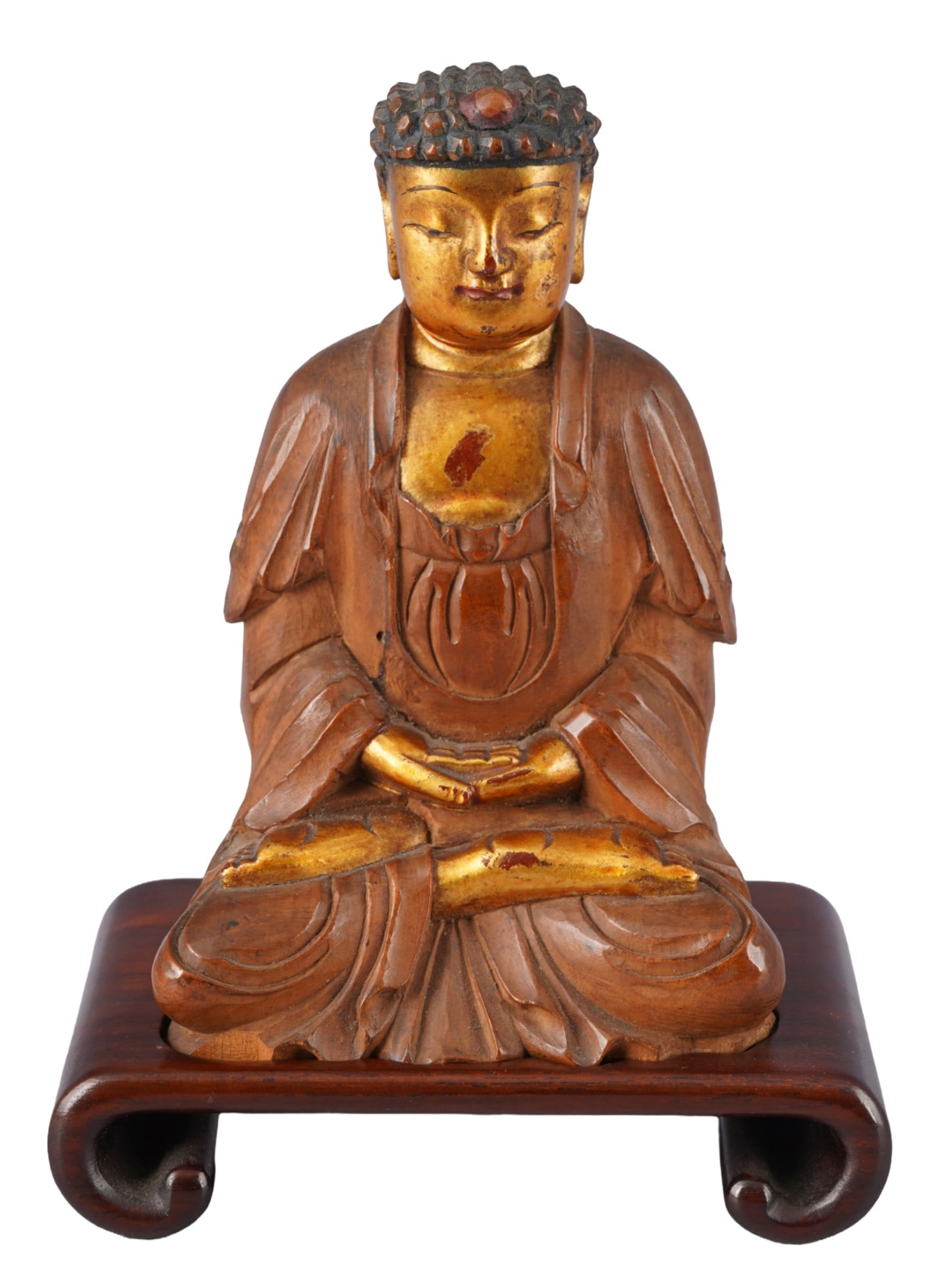 Seated Buddha, gilded, China, late Ming to early Qing dynasty. (1 of 7)