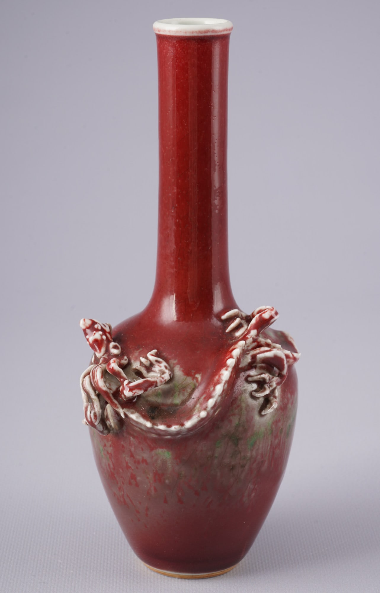 Copper red glaze vase with dragon relief, China Qing Dynasty, (1 of 7)