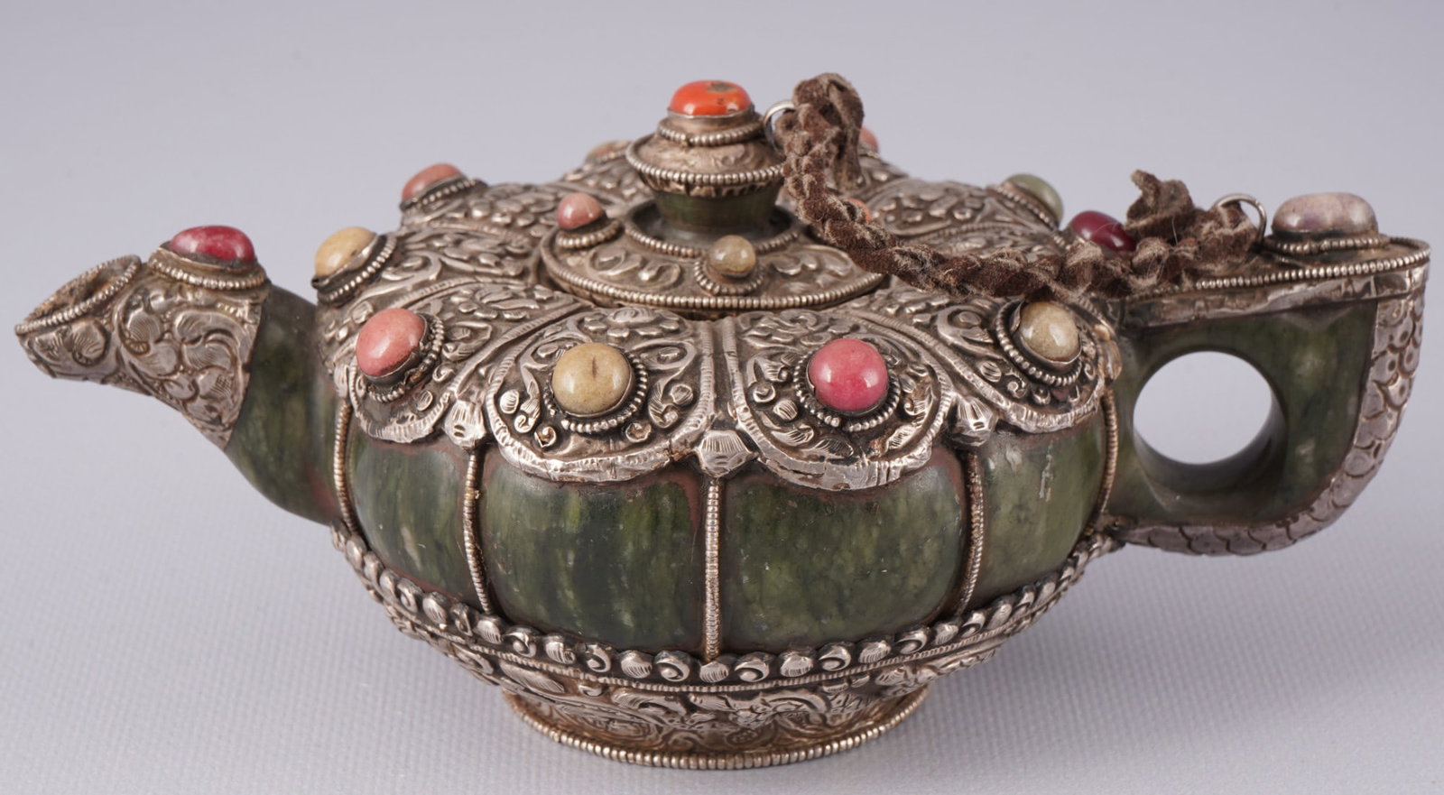 Ritual vessel made of silver and jade, Tibet, 19th century. (1 of 7)