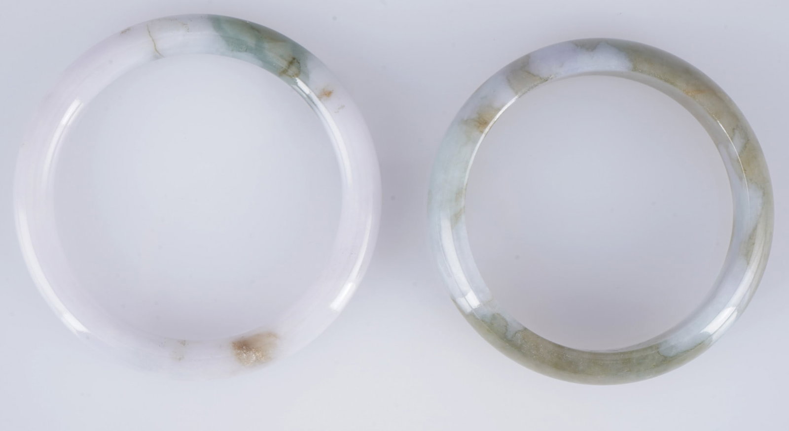 Two jadeite bangles, China, - 2