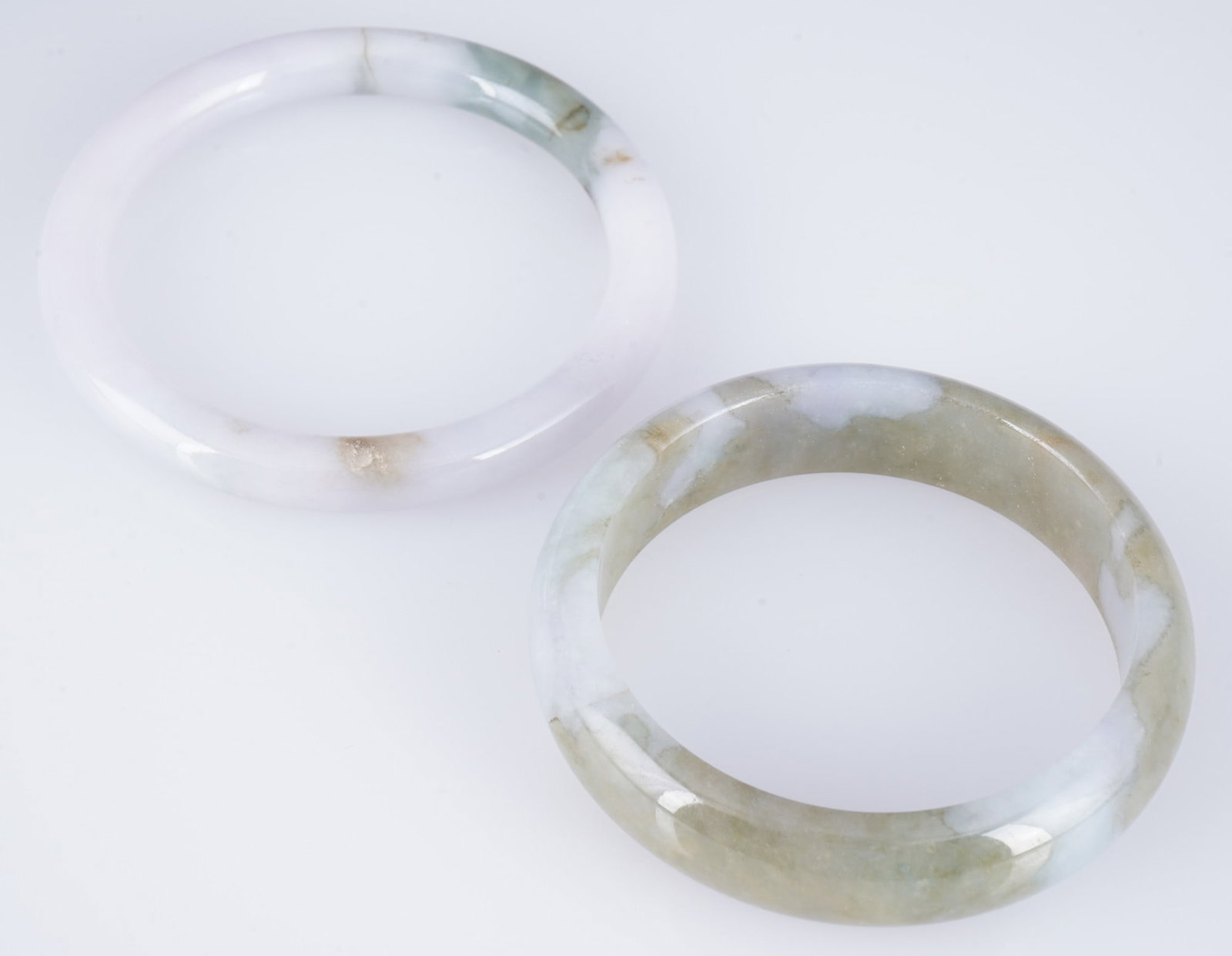 Two jadeite bangles, China, - 3