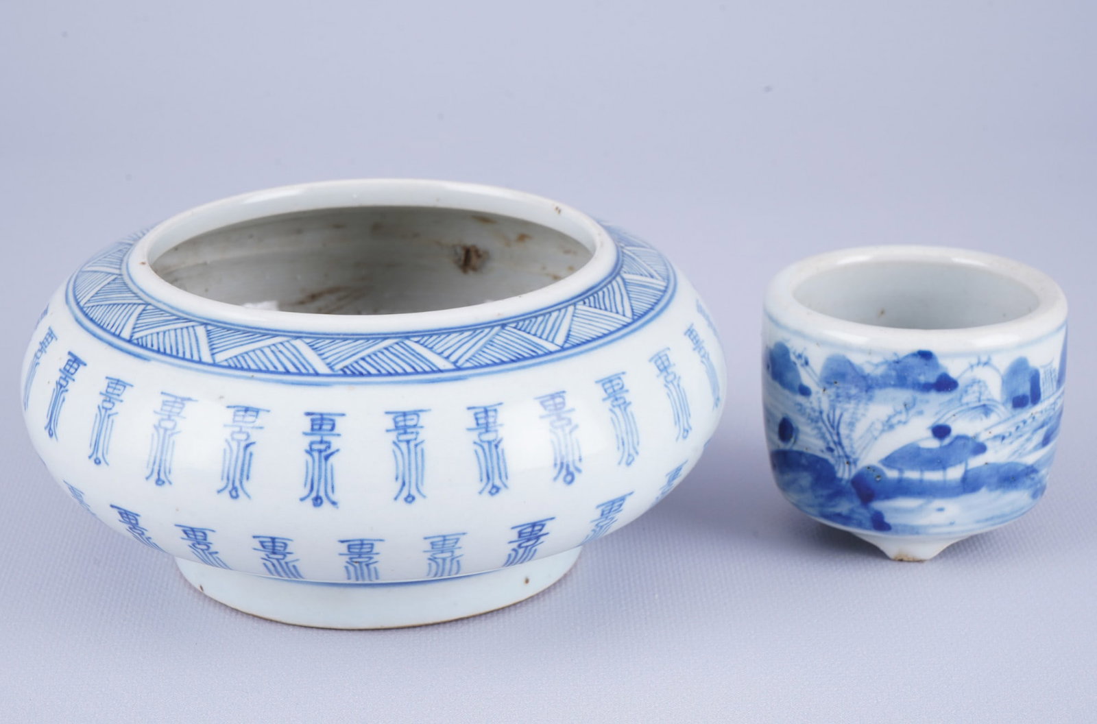 Two blue and white bowls, China Qing Dynasty, (1 of 6)