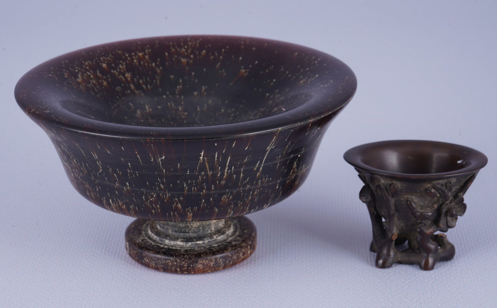 Vessel probably made of rhinoceros horn and a wooden cup, China (1 of 4)