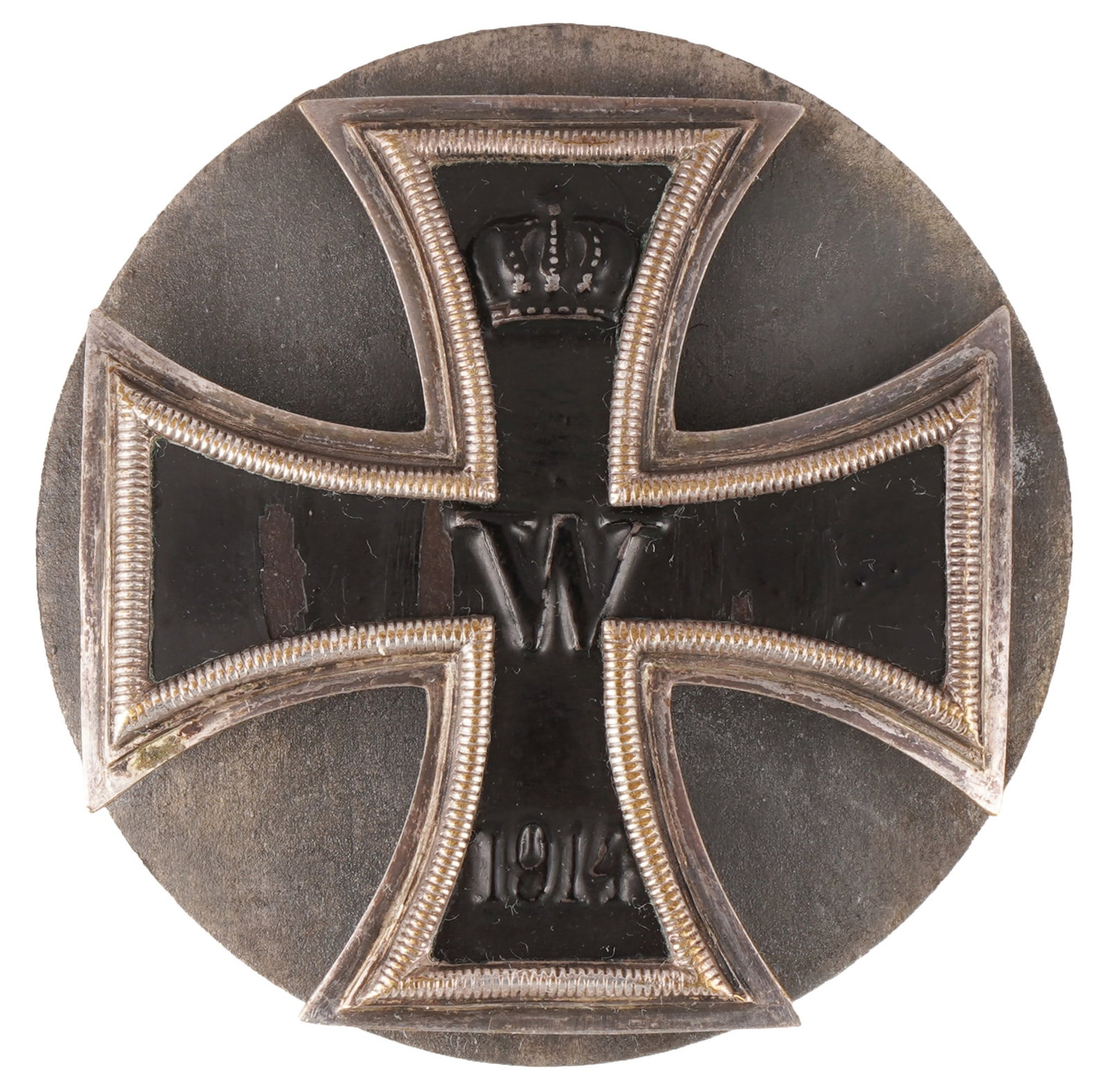 Iron Cross 1st Class with screw disc - Prussia / World War I,: military decoration/medal, EK I from 1914, domed (domed) shape, frame/frame nickel silver, magnetic iron core, front crown, "W" and "1914", H 4.2 cm x W 4.2 cm